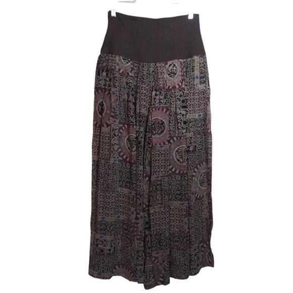 Crisca 80s Printed Georgette Palazzo High Waisted Wide Leg Boho Pants Size Small - Picture 2 of 10